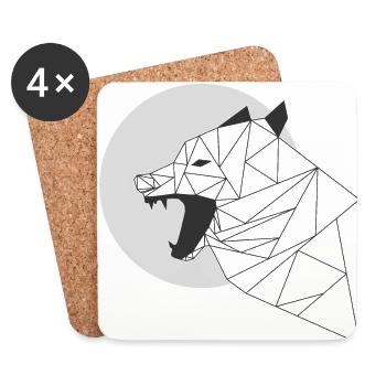 grauer Wolf - Untersetzer (4er-Set) - Weiß - Vorne