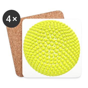 Boules jaunes comme une balle - Dessous de verre (lot de 4) - blanc - Devant