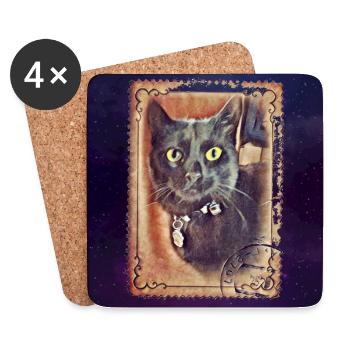 chat noir, notre chéri, Minya 03 - Univers - Dessous de verre (lot de 4) - blanc - Devant