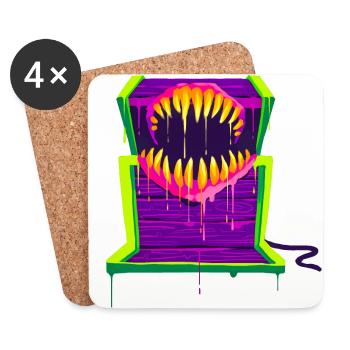 Un beau et drôle Mimic Monster Design - Dessous de verre (lot de 4) - blanc - Devant