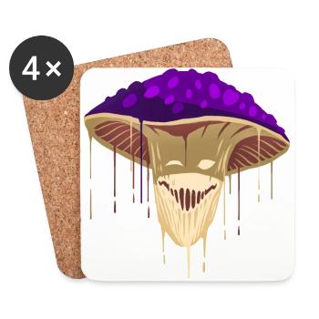 Un beau et amusant design de champignon myconide - Dessous de verre (lot de 4) - blanc - Devant