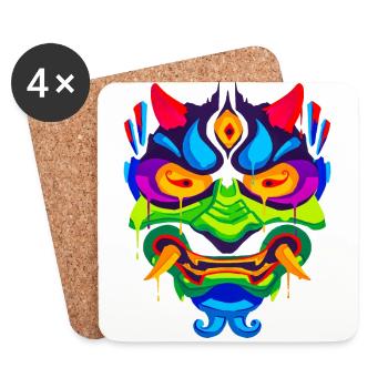 Ein Schönes und lustiges Oni Masken Monster Design - Untersetzer (4er-Set) - Weiß - Vorne