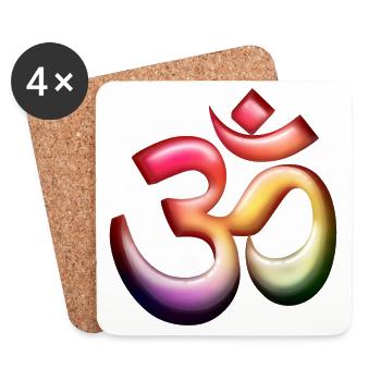 Om / Aum Symbol 3D coloré - Dessous de verre (lot de 4) - blanc - Devant