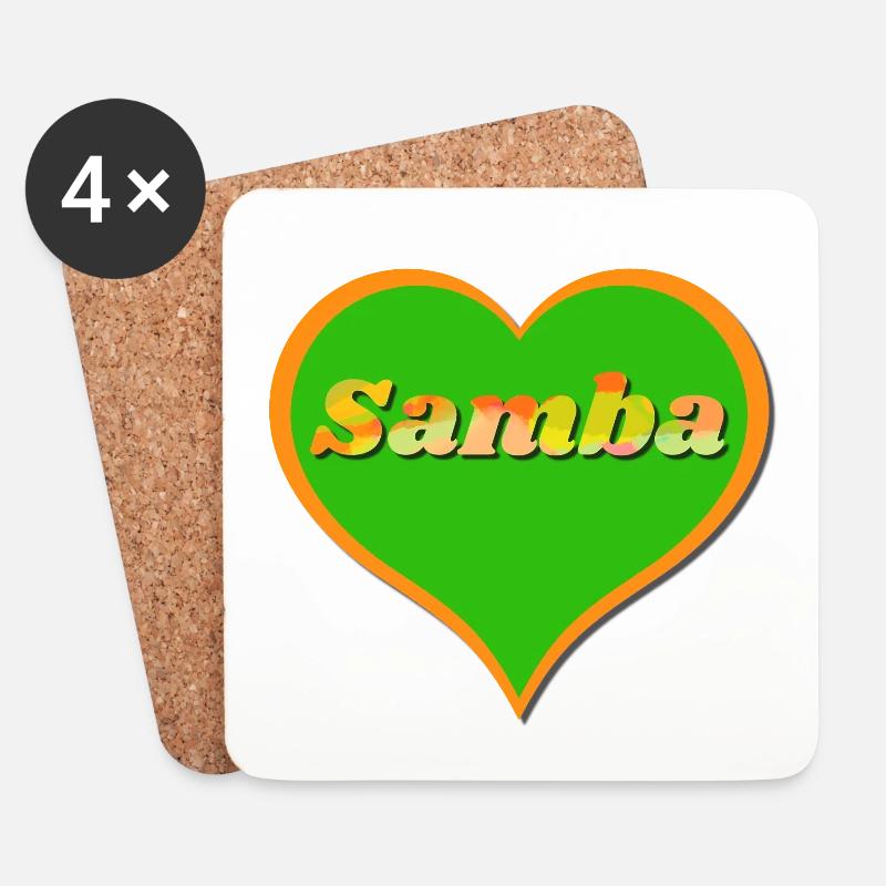 Samba Herz - Untersetzer (4er-Set) - Weiß