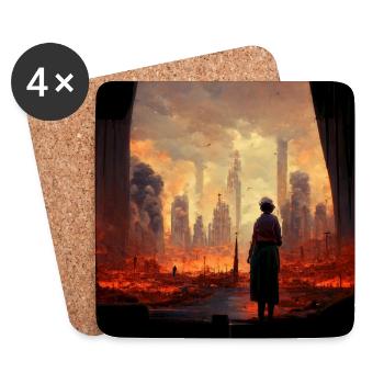 Abstraktes Gemälde Design Weltuntergang - Untersetzer (4er-Set) - Weiß - Vorne