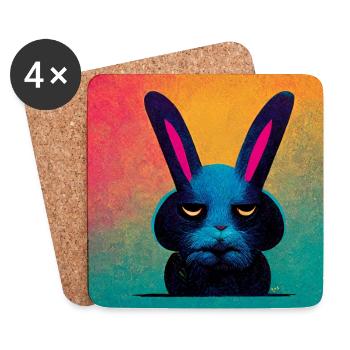 Drôle de lapin Pop Art - Dessous de verre (lot de 4) - blanc - Devant