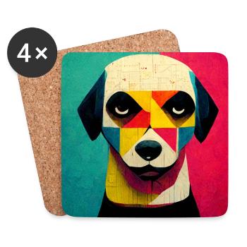 Lustiger Pop Art Hund - Untersetzer (4er-Set) - Weiß - Vorne