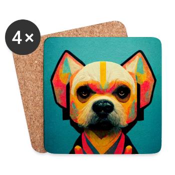 Drôle de chien Pop Art - Dessous de verre (lot de 4) - blanc - Devant
