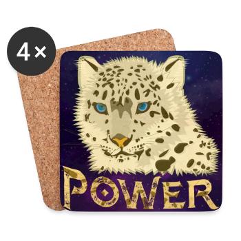 Puissance, puissance, énergie, gros chat, tête - univers - Dessous de verre (lot de 4) - blanc - Devant