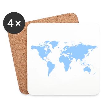 World Map 02 - Untersetzer (4er-Set) - Weiß - Vorne