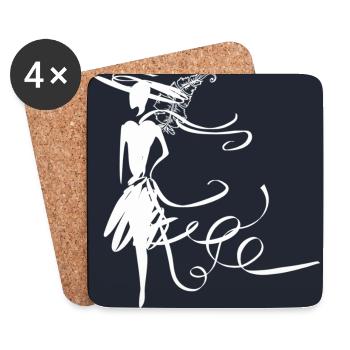 lady - Coasters (set of 4) - white - Front