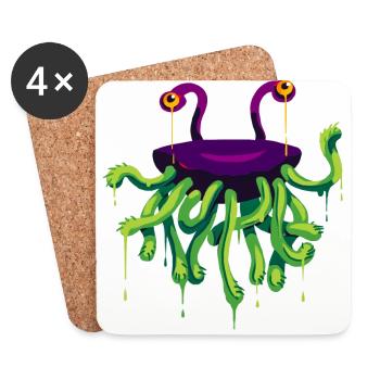 Un beau et amusant flumph Octopus Design - Dessous de verre (lot de 4) - blanc - Devant
