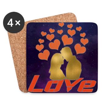 Liebe Herzliebe Herzen, Heart Love - Universum - Untersetzer (4er-Set) - Weiß - Vorne
