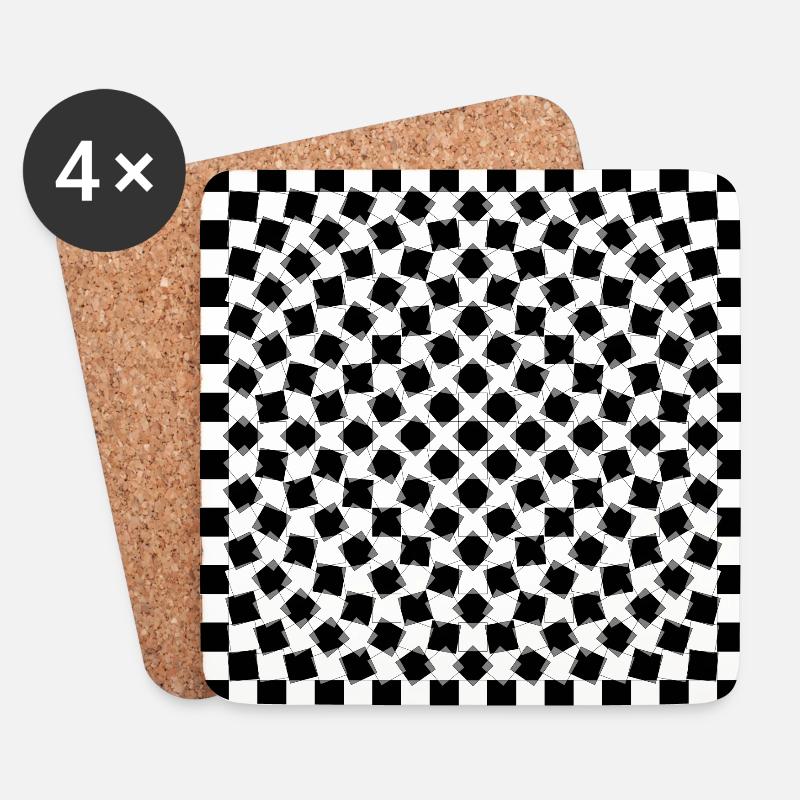Optical Art - Psycho Chess - Untersetzer (4er-Set) - Weiß