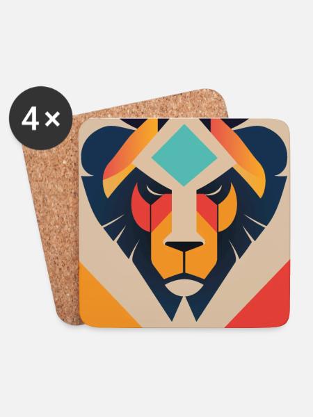 lion colorful - Untersetzer (4er-Set) - Weiß