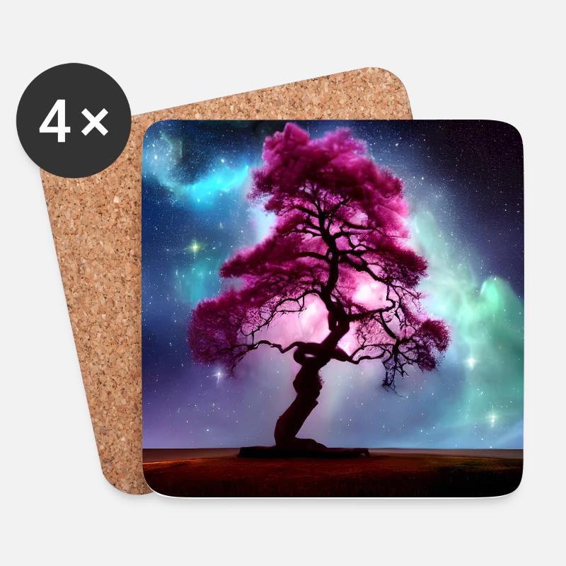 Mystischer Baum - Untersetzer (4er-Set) - Weiß