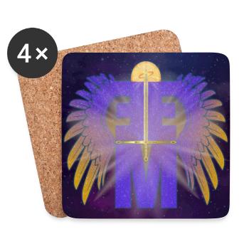 EEM = Archangel Michael with Sword and Wings Uni - Coasters (set of 4) - white - Front