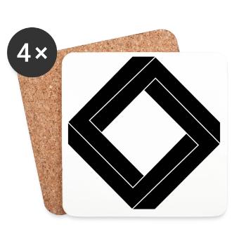 Quadratisches unmögliches schwarzes Design - Untersetzer (4er-Set) - Weiß - Vorne