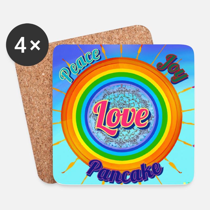 Love Peace Joy Pancake und Regenbogen - Untersetzer (4er-Set) - Weiß
