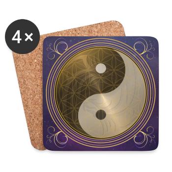 golden Dragon Yin Yang flower of live sunenergy Un - Untersetzer (4er-Set) - Weiß - Vorne