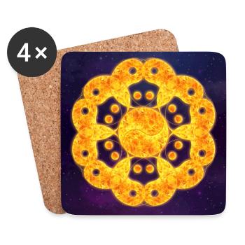 Feuermandala geboren aus Yin & Yang - Universum - Untersetzer (4er-Set) - Weiß - Vorne