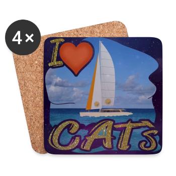 I Love CAT's - Catamaran - Universe - Coasters (set of 4) - white - Front