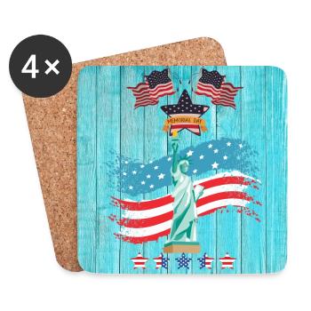 USA, Freiheitsstatue - Untersetzer (4er-Set) - Weiß - Vorne