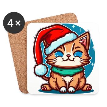Joli dessin de chaton de l’Avent pour tous les amoureux des chatons - Dessous de verre (lot de 4) - blanc - Devant