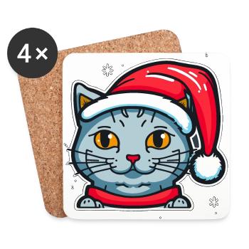 Beautiful Xmas kitten digital illustration, the - Coasters (set of 4) - white - Front