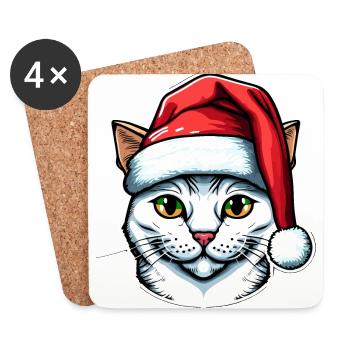 Dessin parfait de chat de Noël pour tous les chatons - Dessous de verre (lot de 4) - blanc - Devant