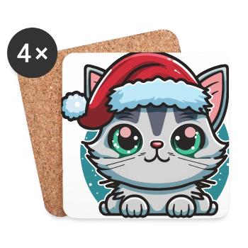 Pretty Advent cat digital artwork for all kitten - Coasters (set of 4) - white - Front