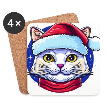 Entzückende Winterkätzchenzeichnung für alle Katzenfans - Untersetzer (4er-Set) - Weiß - Vorne