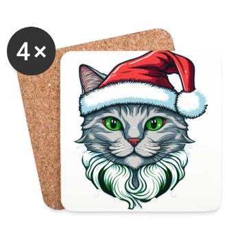 Gorgeous kitten wearing Santa hat - Coasters (set of 4) - white - Front