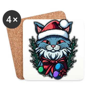 Magnifique conception de chaton de Noël pour tous les propriétaires de chatons - Dessous de verre (lot de 4) - blanc - Devant