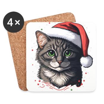 Lovely Advent kitten illustration for all kitten - Coasters (set of 4) - white - Front