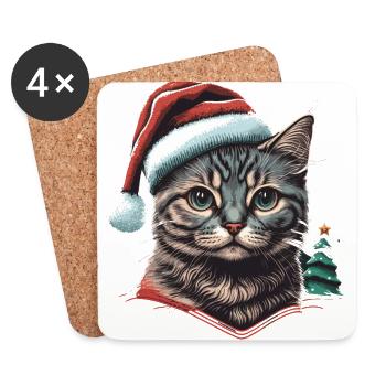 Perfect Christmas cat illustration, the ideal - Coasters (set of 4) - white - Front