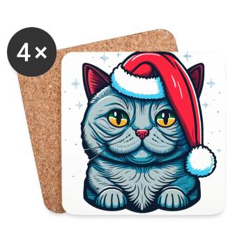 Joli design de chaton d’hiver pour tous les fans de chatons - Dessous de verre (lot de 4) - blanc - Devant