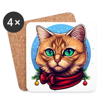 Stunning Christmas cat drawing, the best Xmas - Coasters (set of 4) - white - Front