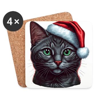 Stunning Christmas kitten digital artwork, the - Coasters (set of 4) - white - Front