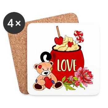 Valentines Candy Mug - Coasters (set of 4) - white - Front