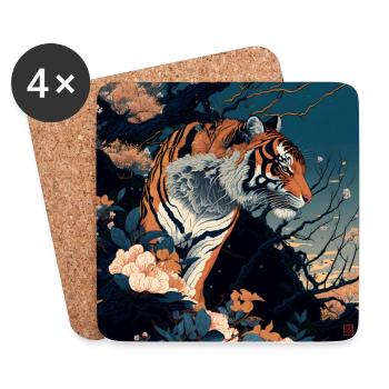 Ukiyo Tiger - Coasters (set of 4) - white - Front