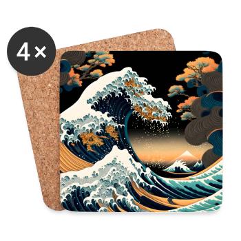 Ukiyo Welle Japanese Art - Coasters (set of 4) - white - Front