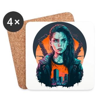 Wonderful painting of a Beautiful cyber Girl - Coasters (set of 4) - white - Front