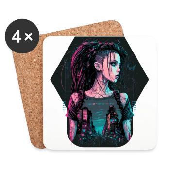 Erstaunliches Gemälde einer schönen Cyber Lady - Untersetzer (4er-Set) - Weiß - Vorne