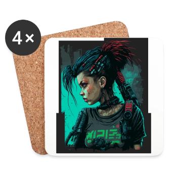 Magnifique fille futuriste pour les fans de jeux vidéo - Dessous de verre (lot de 4) - blanc - Devant