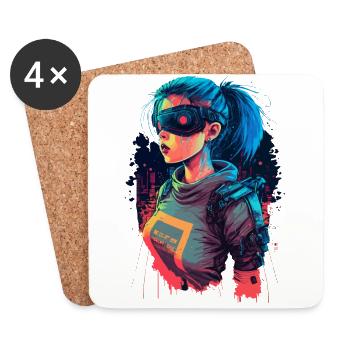 Illustration à la mode d’une cyber fille - Dessous de verre (lot de 4) - blanc - Devant