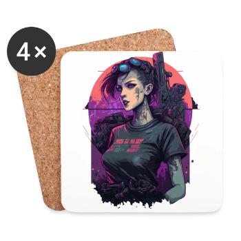 Atemberaubendes Punk-Mädchen für Science-Fiction-Liebhaber - Untersetzer (4er-Set) - Weiß - Vorne