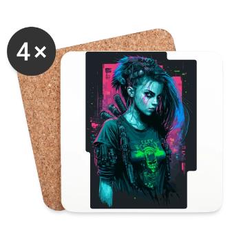 Magnifiques femmes punk pour les amateurs de jeux vidéo - Dessous de verre (lot de 4) - blanc - Devant