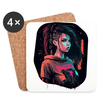 Cooles Design eines schönen Cyber Girls - Untersetzer (4er-Set) - Weiß - Vorne