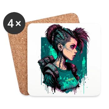 Superbe fille punk pour les fans de jeux vidéo - Dessous de verre (lot de 4) - blanc - Devant